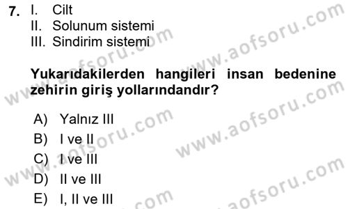Temel İlkyardım Bilgisi Dersi 2018 - 2019 Yılı 3 Ders Sınav Soruları 7. Soru