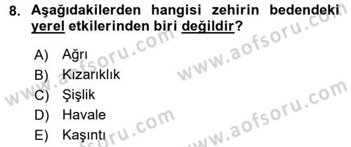 Temel İlkyardım Bilgisi Dersi 2018 - 2019 Yılı 3 Ders Sınav Soruları 8. Soru