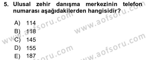 Temel İlkyardım Bilgisi Dersi 2018 - 2019 Yılı (Final) Dönem Sonu Sınav Soruları 5. Soru