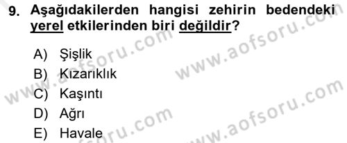 Temel İlkyardım Bilgisi Dersi 2018 - 2019 Yılı (Final) Dönem Sonu Sınav Soruları 9. Soru