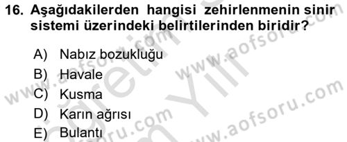 Temel İlkyardım Bilgisi Dersi 2020 - 2021 Yılı Yaz Okulu Sınav Soruları 16. Soru
