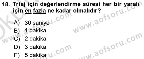 Temel İlkyardım Bilgisi Dersi 2020 - 2021 Yılı Yaz Okulu Sınav Soruları 18. Soru