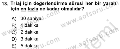 Temel İlkyardım Bilgisi Dersi 2023 - 2024 Yılı (Final) Dönem Sonu Sınav Soruları 13. Soru
