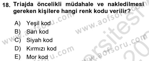 Temel İlkyardım Bilgisi Dersi 2023 - 2024 Yılı Yaz Okulu Sınav Soruları 18. Soru