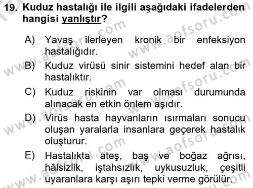 Temel İlkyardım Bilgisi Dersi 2023 - 2024 Yılı Yaz Okulu Sınav Soruları 19. Soru
