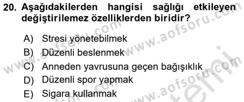 Temel İlkyardım Bilgisi Dersi 2023 - 2024 Yılı Yaz Okulu Sınav Soruları 20. Soru