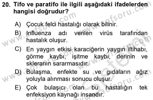 Temel İlkyardım Bilgisi Dersi 2025 - 2026 Yılı (Final) Dönem Sonu Sınav Soruları 20. Soru