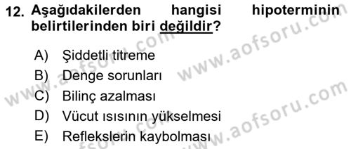 Temel İlkyardım Bilgisi Dersi 2025 - 2026 Yılı Yaz Okulu Sınav Soruları 12. Soru