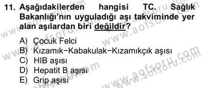 Anne Çocuk Sağlığı Ve İlkyardım Dersi 2012 - 2013 Yılı (Vize) Ara Sınav Soruları 11. Soru
