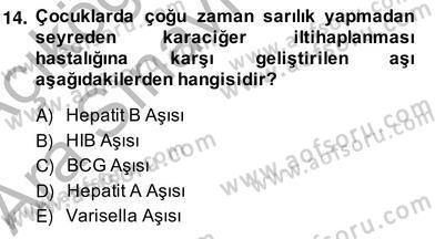 Anne Çocuk Sağlığı Ve İlkyardım Dersi 2013 - 2014 Yılı (Vize) Ara Sınav Soruları 14. Soru