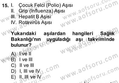 Anne Çocuk Sağlığı Ve İlkyardım Dersi 2013 - 2014 Yılı (Vize) Ara Sınav Soruları 15. Soru