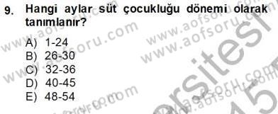 Anne Çocuk Sağlığı Ve İlkyardım Dersi 2014 - 2015 Yılı (Vize) Ara Sınav Soruları 9. Soru
