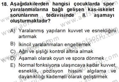 Anne Çocuk Sağlığı Ve İlkyardım Dersi 2014 - 2015 Yılı (Final) Dönem Sonu Sınav Soruları 18. Soru