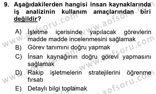 Sağlık İşletmeciliği 1 Dersi 2020 - 2021 Yılı Yaz Okulu Sınav Soruları 9. Soru