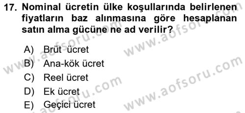 Sağlık İşletmeciliği 1 Dersi Ara Sınavı Deneme Sınav Soruları 17. Soru