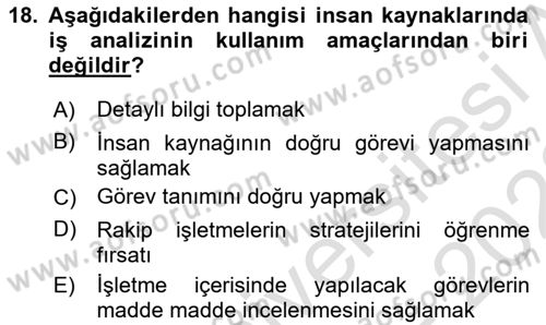 Sağlık İşletmeciliği 1 Dersi Ara Sınavı Deneme Sınav Soruları 18. Soru