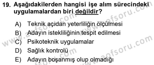 Sağlık İşletmeciliği 1 Dersi Ara Sınavı Deneme Sınav Soruları 19. Soru