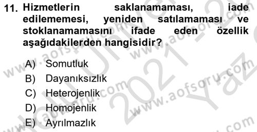 Sağlık İşletmeciliği 1 Dersi 2021 - 2022 Yılı Yaz Okulu Sınav Soruları 11. Soru