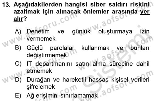 Sağlık İşletmeciliği 1 Dersi Ara Sınavı Deneme Sınav Soruları 13. Soru