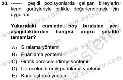 Sağlık İşletmeciliği 1 Dersi 2022 - 2023 Yılı Yaz Okulu Sınav Soruları 20. Soru