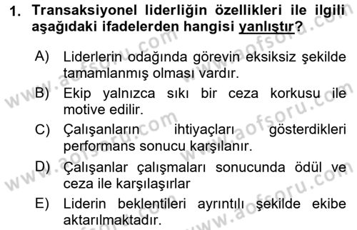 Sağlık İşletmeciliği 1 Dersi Ara Sınavı Deneme Sınav Soruları 1. Soru
