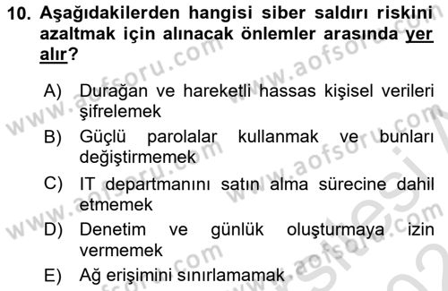 Sağlık İşletmeciliği 1 Dersi Ara Sınavı Deneme Sınav Soruları 10. Soru
