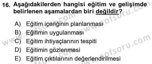 Sağlık İşletmeciliği 1 Dersi Ara Sınavı Deneme Sınav Soruları 16. Soru