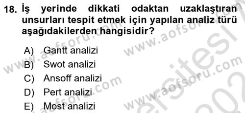 Sağlık İşletmeciliği 1 Dersi Ara Sınavı Deneme Sınav Soruları 18. Soru