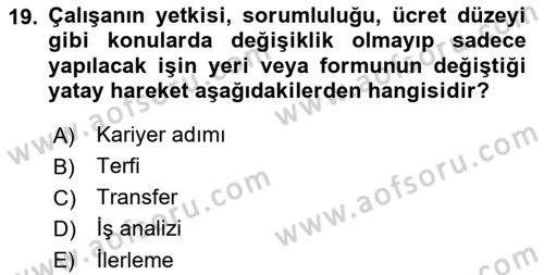 Sağlık İşletmeciliği 1 Dersi Ara Sınavı Deneme Sınav Soruları 19. Soru
