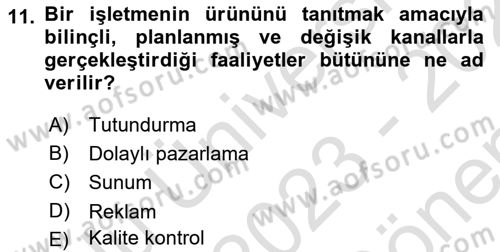 Sağlık İşletmeciliği 1 Dersi 2023 - 2024 Yılı (Final) Dönem Sonu Sınav Soruları 11. Soru