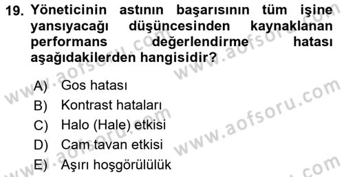 Sağlık İşletmeciliği 1 Dersi 2023 - 2024 Yılı (Final) Dönem Sonu Sınav Soruları 19. Soru