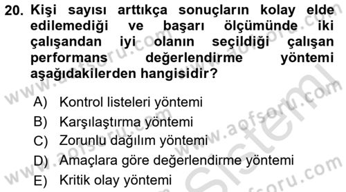 Sağlık İşletmeciliği 1 Dersi 2023 - 2024 Yılı (Final) Dönem Sonu Sınav Soruları 20. Soru