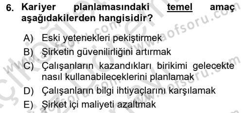 Sağlık İşletmeciliği 1 Dersi 2023 - 2024 Yılı (Final) Dönem Sonu Sınav Soruları 6. Soru