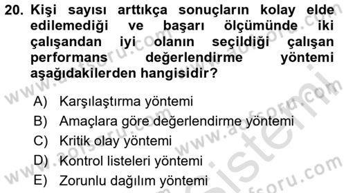 Sağlık İşletmeciliği 1 Dersi 2023 - 2024 Yılı Yaz Okulu Sınav Soruları 20. Soru