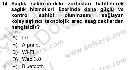 Sağlık İşletmeciliği 1 Dersi Ara Sınavı Deneme Sınav Soruları 14. Soru