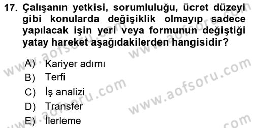 Sağlık İşletmeciliği 1 Dersi Ara Sınavı Deneme Sınav Soruları 17. Soru