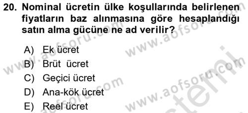 Sağlık İşletmeciliği 1 Dersi Ara Sınavı Deneme Sınav Soruları 20. Soru