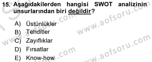 Sağlık İşletmeciliği 1 Dersi 2024 - 2025 Yılı (Final) Dönem Sonu Sınav Soruları 15. Soru