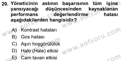 Sağlık İşletmeciliği 1 Dersi 2024 - 2025 Yılı (Final) Dönem Sonu Sınav Soruları 20. Soru