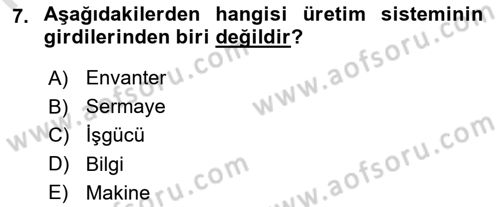 Sağlık İşletmeciliği 1 Dersi 2024 - 2025 Yılı (Final) Dönem Sonu Sınav Soruları 7. Soru