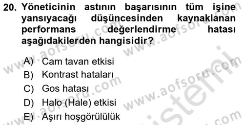 Sağlık İşletmeciliği 1 Dersi 2024 - 2025 Yılı Yaz Okulu Sınav Soruları 20. Soru