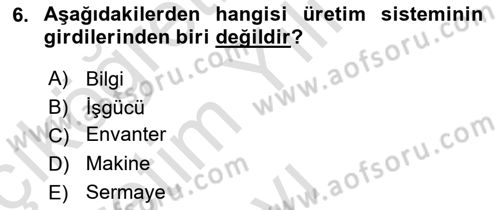 Sağlık İşletmeciliği 1 Dersi 2024 - 2025 Yılı Yaz Okulu Sınav Soruları 6. Soru