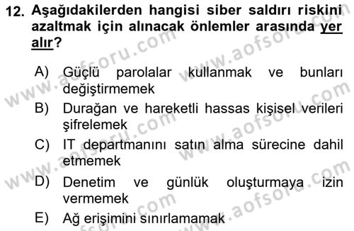 Sağlık İşletmeciliği 1 Dersi 2025 - 2026 Yılı (Vize) Ara Sınav Soruları 12. Soru