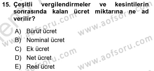Sağlık İşletmeciliği 1 Dersi 2025 - 2026 Yılı (Vize) Ara Sınav Soruları 15. Soru