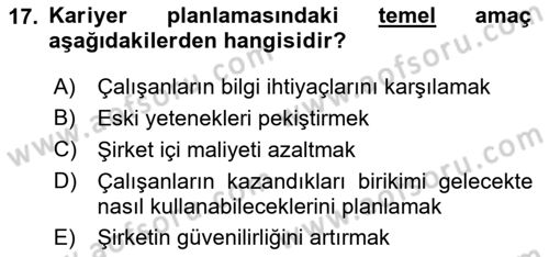 Sağlık İşletmeciliği 1 Dersi 2025 - 2026 Yılı (Vize) Ara Sınav Soruları 17. Soru