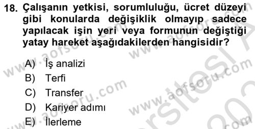 Sağlık İşletmeciliği 1 Dersi 2025 - 2026 Yılı (Vize) Ara Sınav Soruları 18. Soru