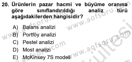 Sağlık İşletmeciliği 1 Dersi 2025 - 2026 Yılı (Vize) Ara Sınav Soruları 20. Soru