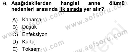 Temel Sağlık Ve Hastalık Bilgisi Dersi 2015 - 2016 Yılı (Vize) Ara Sınav Soruları 6. Soru