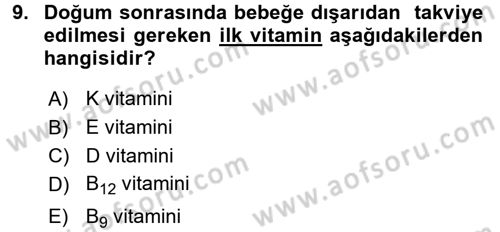 Temel Sağlık Ve Hastalık Bilgisi Dersi 2015 - 2016 Yılı (Vize) Ara Sınav Soruları 9. Soru