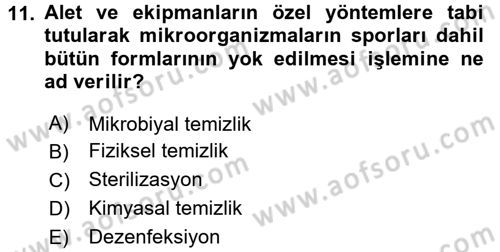 Temel Sağlık Ve Hastalık Bilgisi Dersi 2015 - 2016 Yılı (Final) Dönem Sonu Sınav Soruları 11. Soru